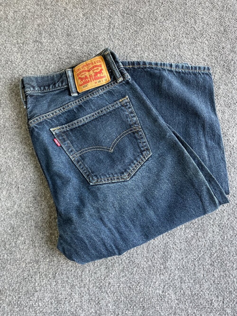 Levis 559 Relaxed Straight Jeans Mens 38x32 Dark Wash Stretch Denim